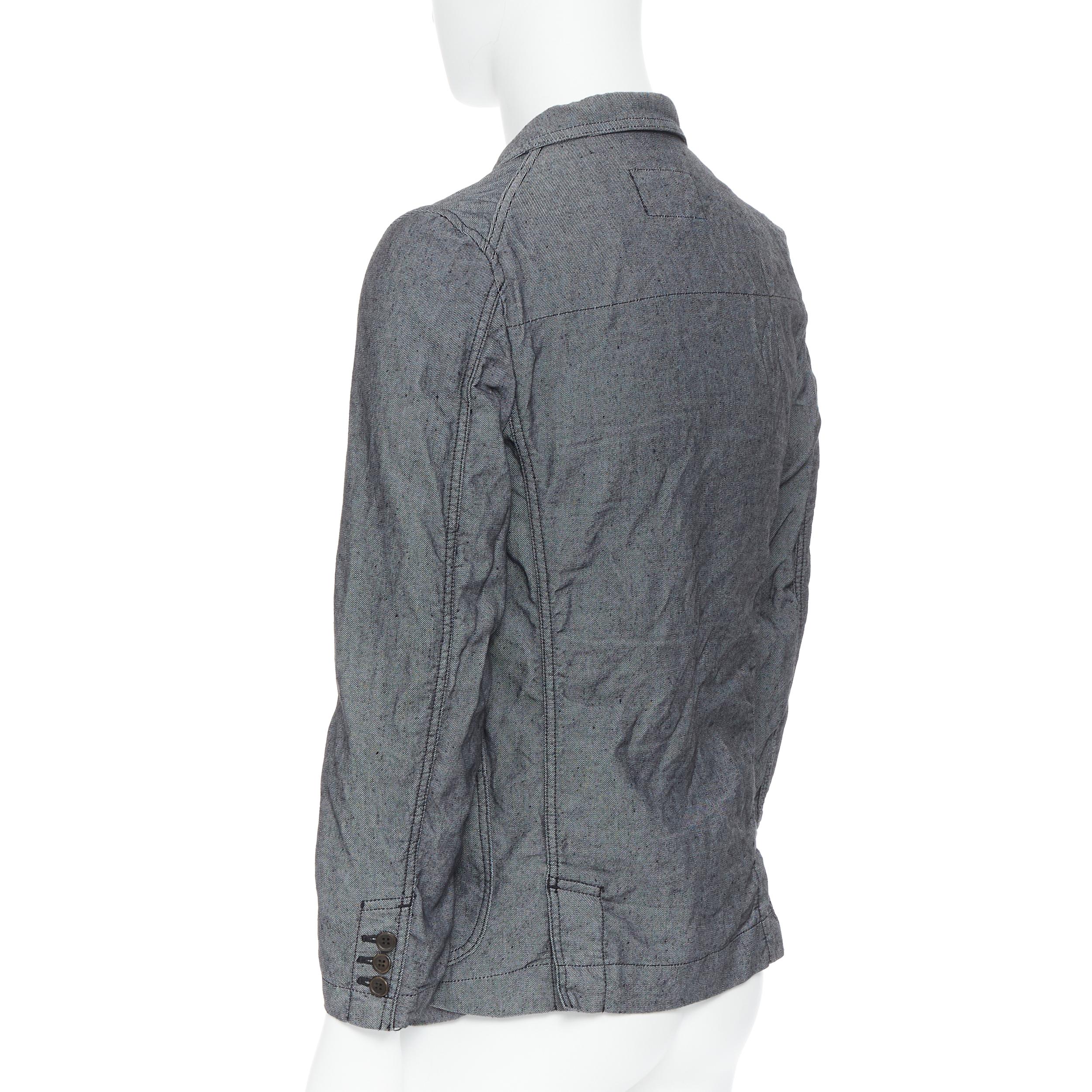 COMME DES GARCONS HOMME DEUX grey linen blend patch pocket casual blazer XS In Excellent Condition In Hong Kong, NT