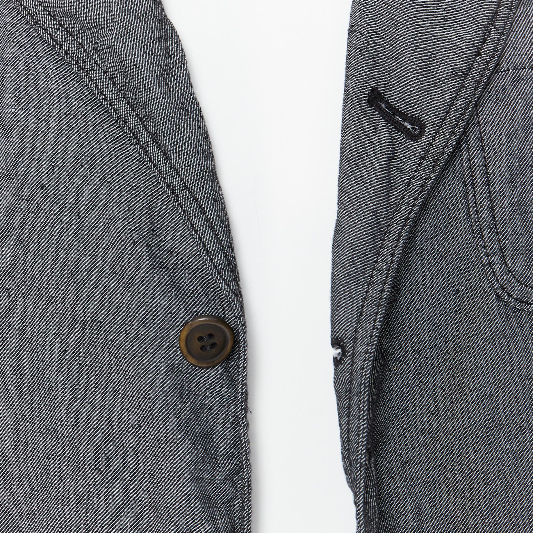 Men's COMME DES GARCONS HOMME DEUX grey linen blend patch pocket casual blazer XS