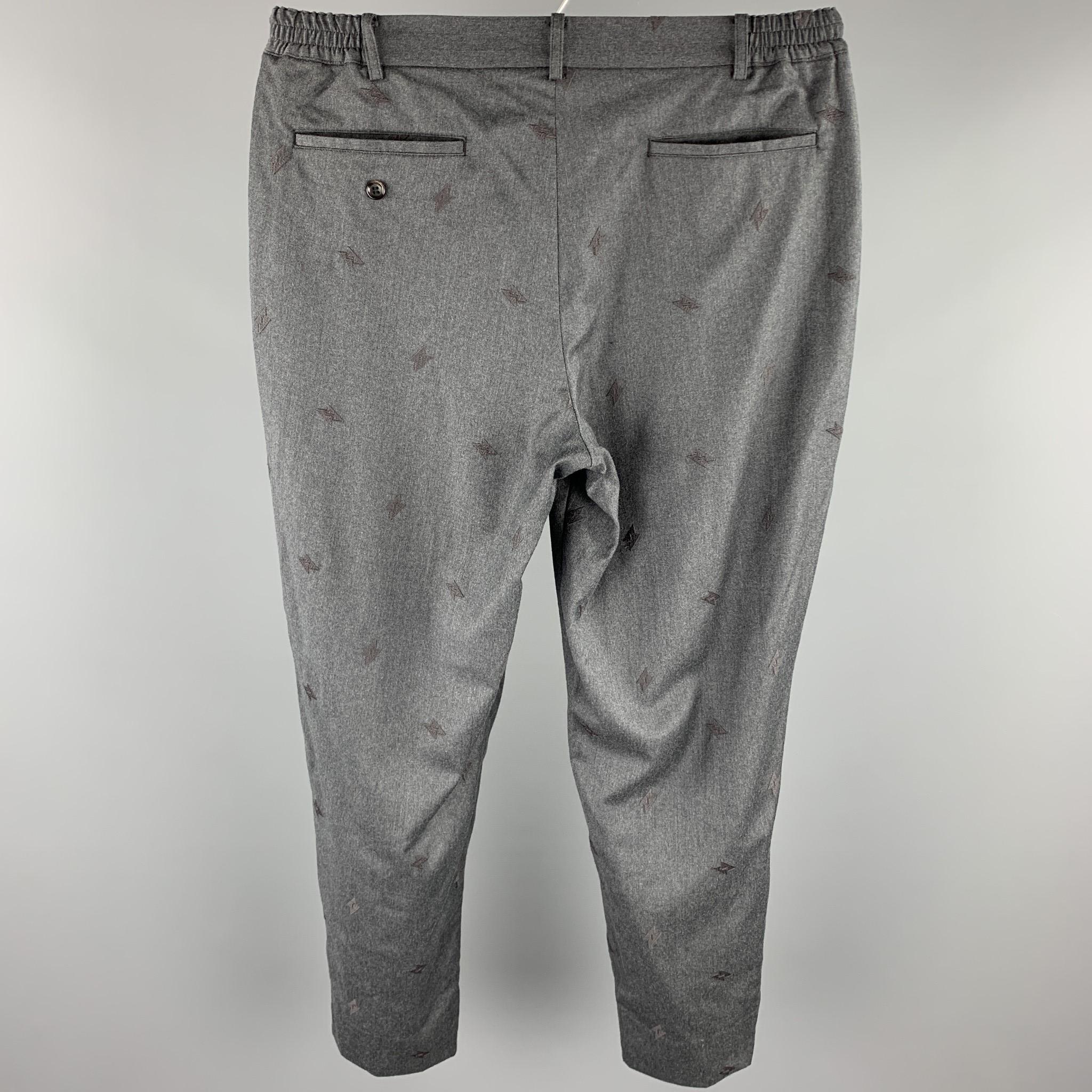 Gray COMME des GARCONS HOMME DEUX Size L Charcoal Embroidery Wool Pants