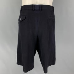 COMME des GARCONS HOMME DEUX Size L Navy Wool Pleated Shorts