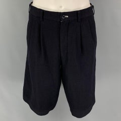 COMME des GARCONS HOMME DEUX Plissee-Shorts aus marineblauer Wolle, Größe L