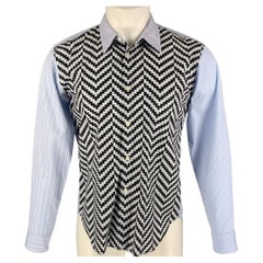 COMME des GARCONS HOMME DEUX Size S Blue White Black Long Sleeve Shirt