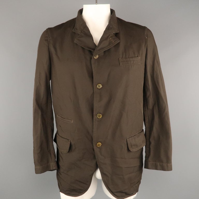 COMME des GARCONS HOMME DEUX XL Brown Wrinkled Twill Sport Coat Jacket ...