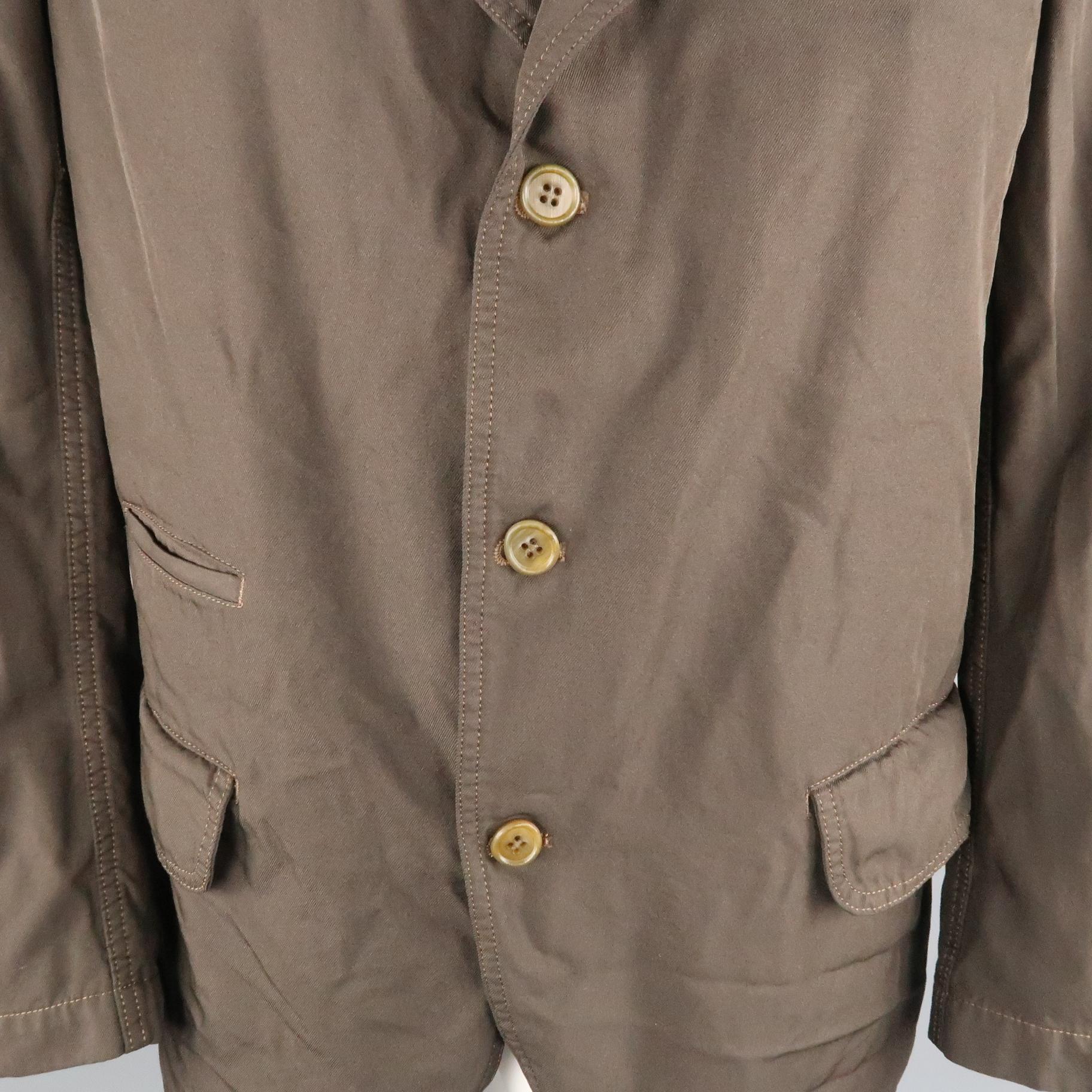 Black COMME des GARCONS HOMME DEUX XL Brown Wrinkled Twill Sport Coat Jacket