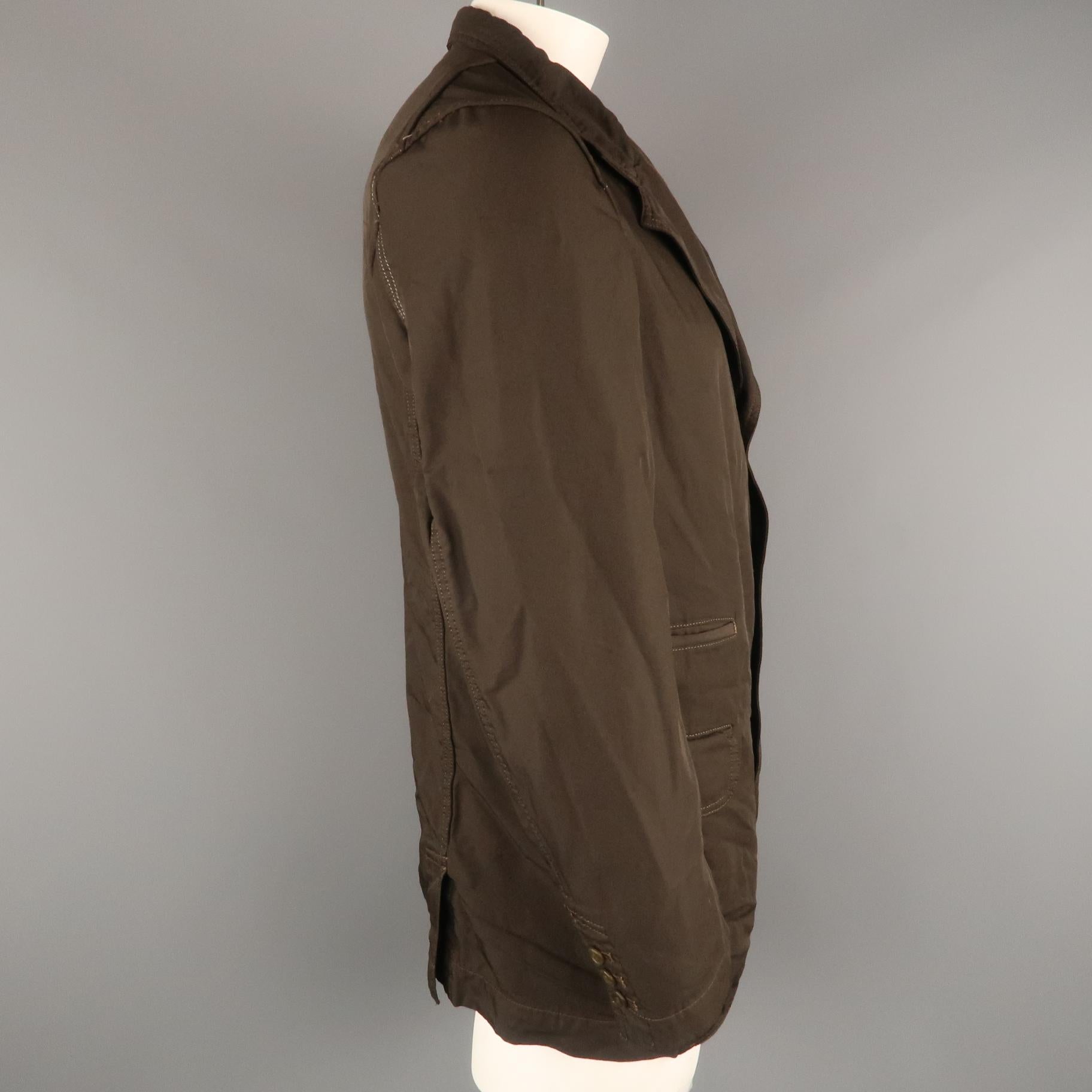 COMME des GARCONS HOMME DEUX XL Brown Wrinkled Twill Sport Coat Jacket In Excellent Condition In San Francisco, CA