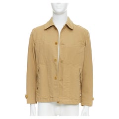 COMME DES GARCONS HOMME khaki crinkle fabric topstitch jacket