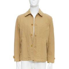 COMME DES GARCONS HOMME - Veste à surpiqûres en tissu froissé kaki