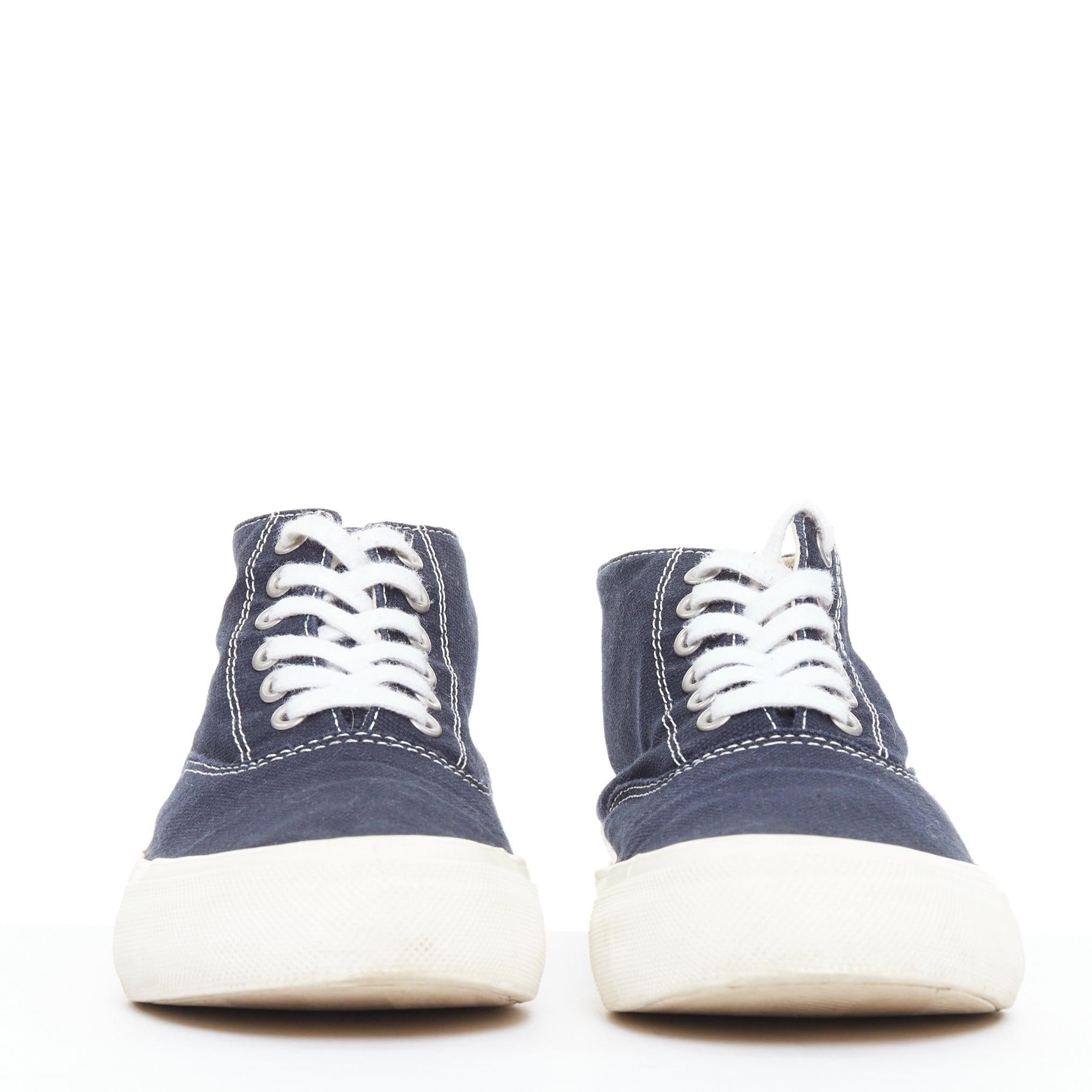 Nero COMME DES GARCONS Homme navy canvas mid top skate sneakers EU39 in vendita