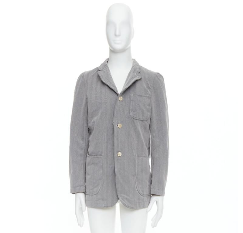 COMME DES GARCONS HOMME PLUS 1999 grey crinkle effect 3 pocket blazer M For Sale 5