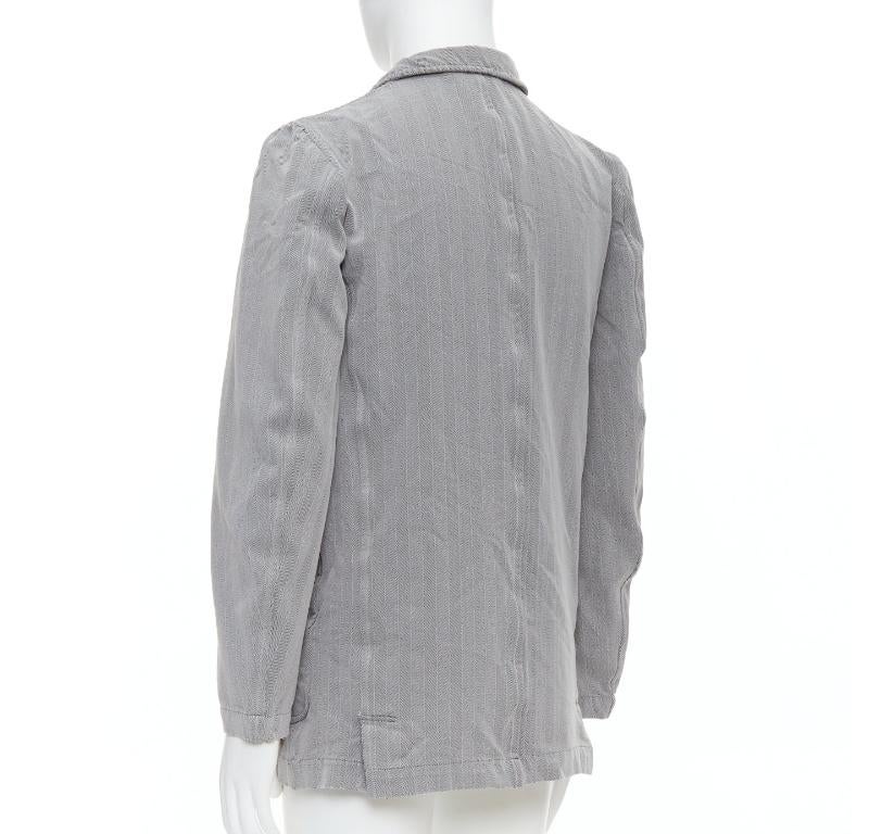 COMME DES GARCONS HOMME PLUS 1999 grey crinkle effect 3 pocket blazer M For Sale 1