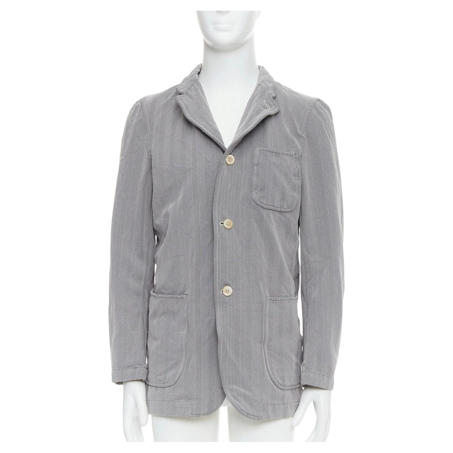 COMME DES GARCONS HOMME PLUS 1999 grey crinkle effect 3 pocket blazer M For Sale