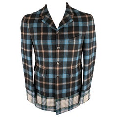 COMME des GARCONS HOMME PLUS 2000 L Black & Blue Plaid Wool Sport Coat / Blazer