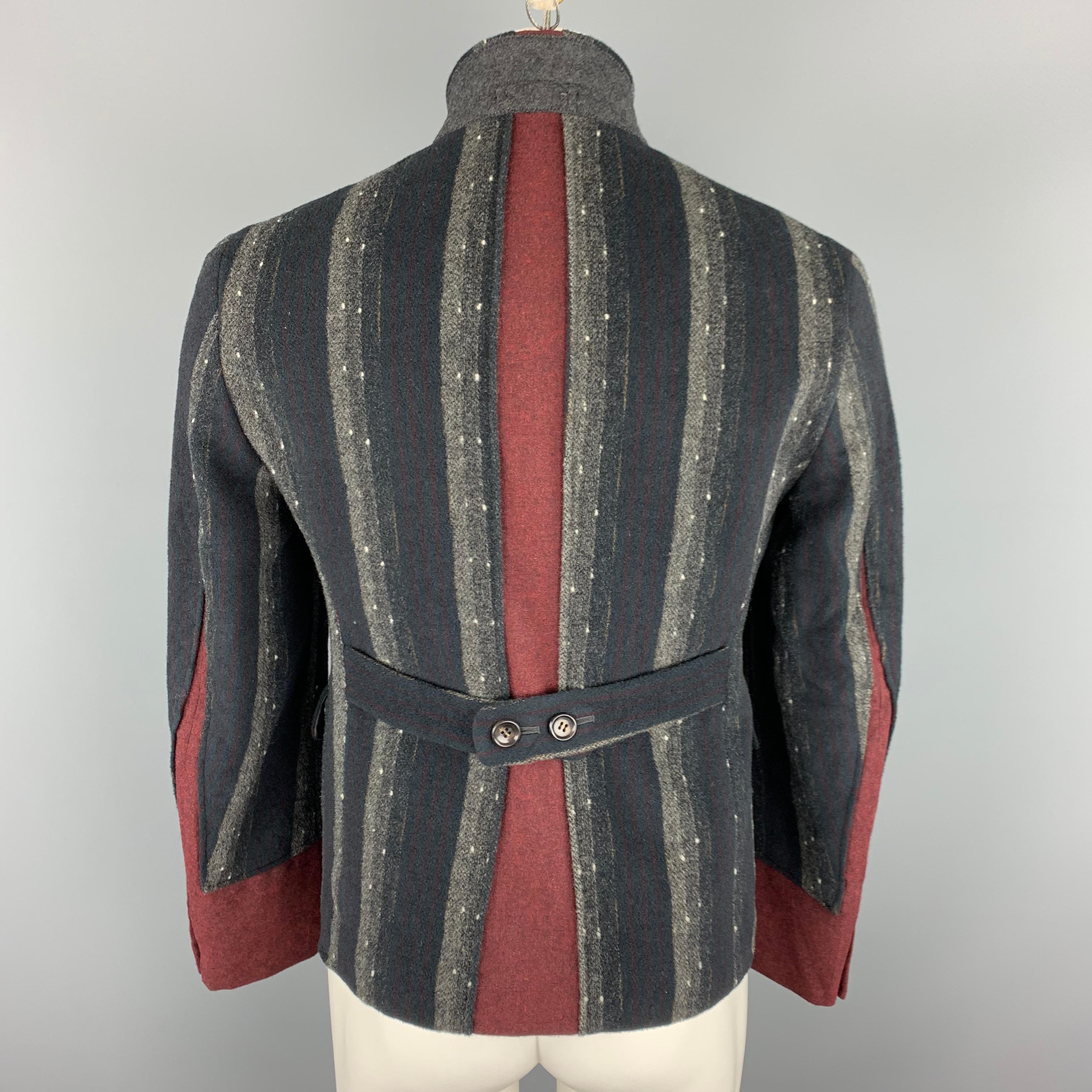 Men's COMME des GARCONS HOMME PLUS 2000 M Navy & Grey Stripe Wool Sport Coat / Blazer