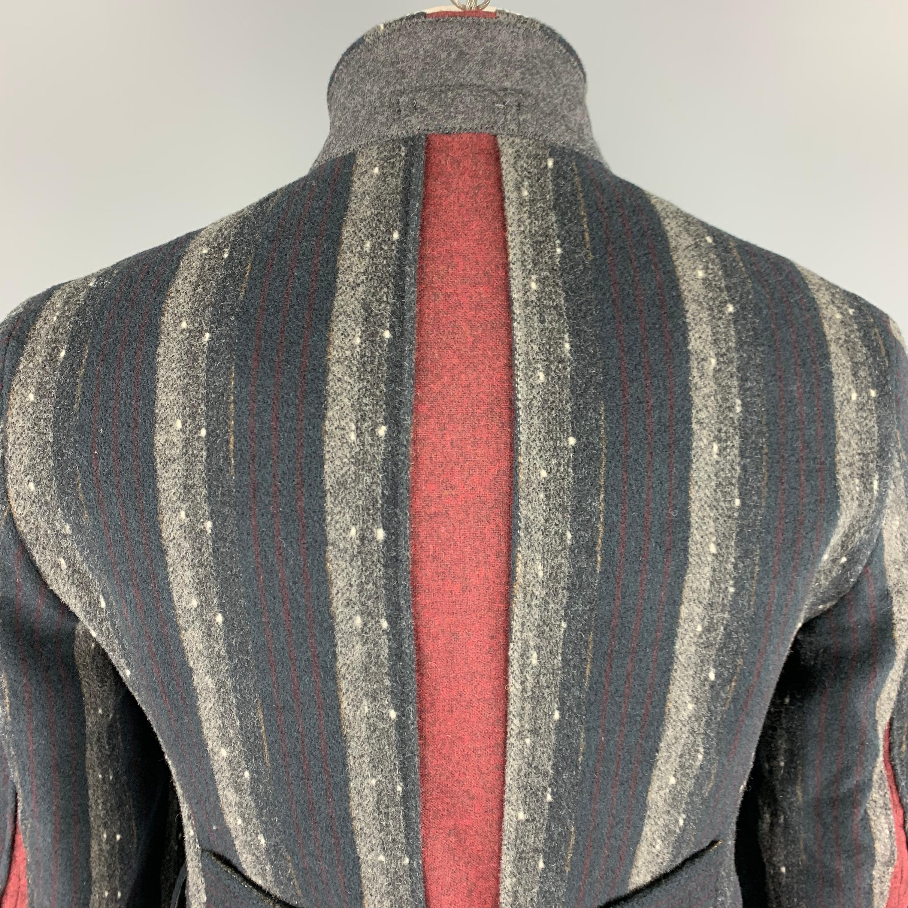 COMME des GARCONS HOMME PLUS 2000 M Navy & Grey Stripe Wool Sport Coat / Blazer 1