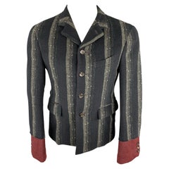 COMME des GARCONS HOMME PLUS 2000 M Navy 
Grey Stripe Wool Sport Coat / Blazer