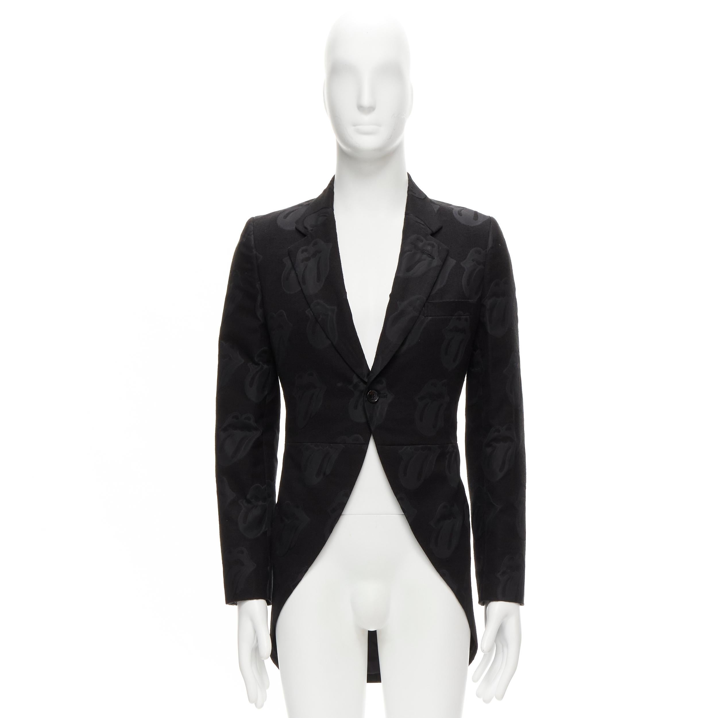 COMME DES GARCONS HOMME PLUS 2005 Rolling Stone jacquard black tailcoat blazer M For Sale 7