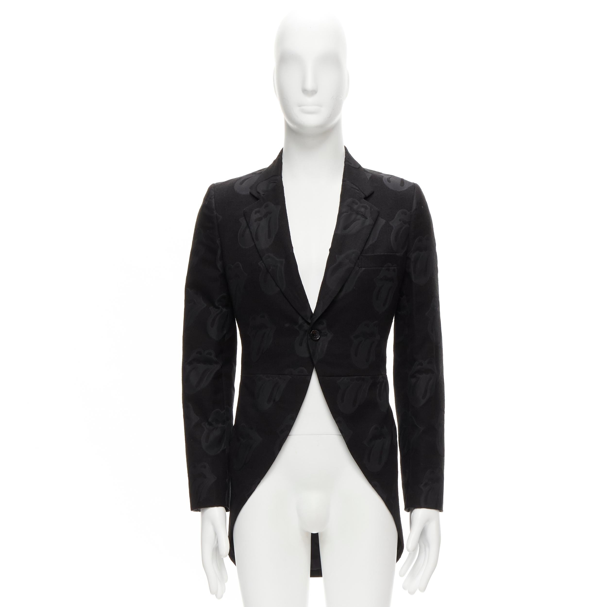 COMME DES GARCONS HOMME PLUS 2005 Rolling Stone jacquard black tailcoat blazer M 6