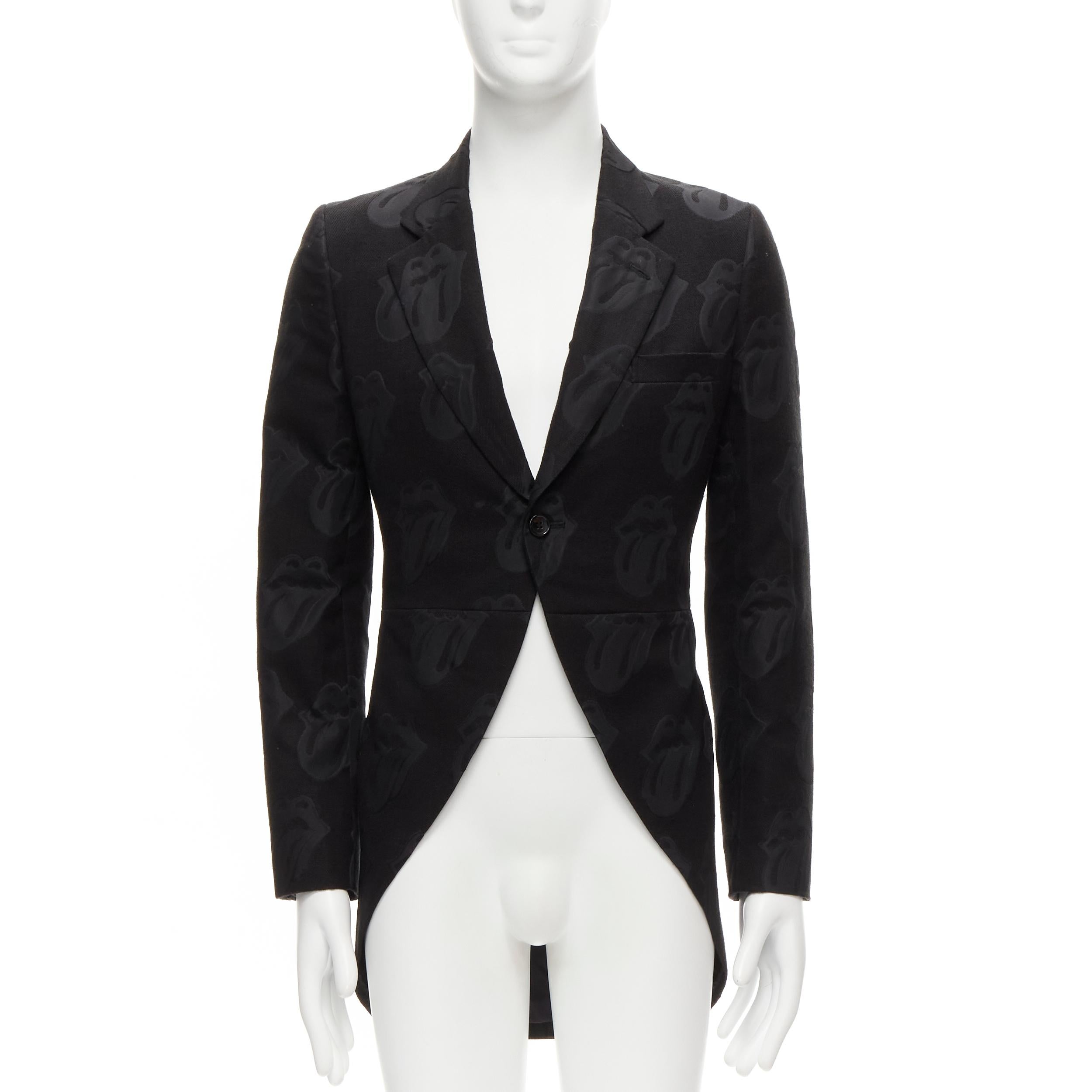 Black COMME DES GARCONS HOMME PLUS 2005 Rolling Stone jacquard black tailcoat blazer M