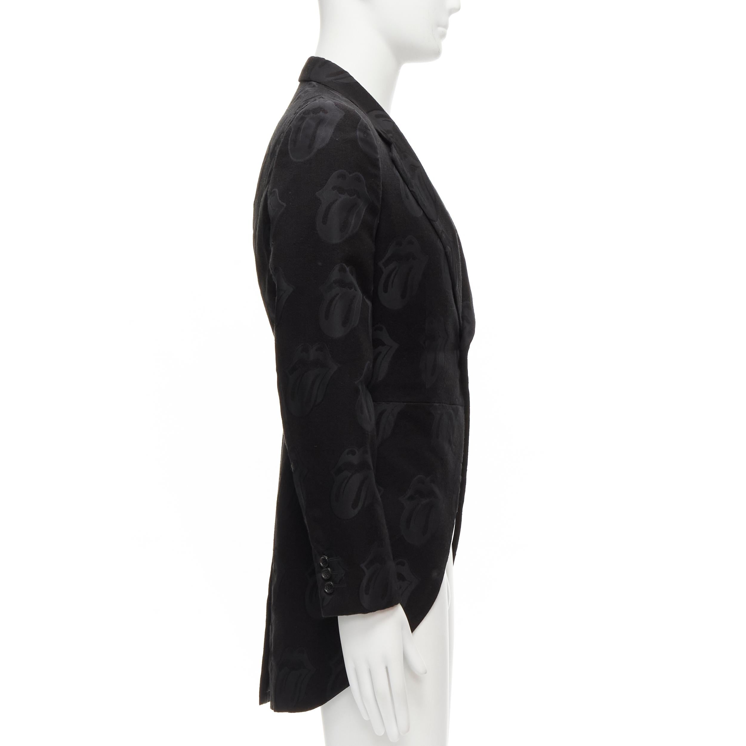 Men's COMME DES GARCONS HOMME PLUS 2005 Rolling Stone jacquard black tailcoat blazer M