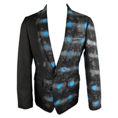 COMME des GARCONS HOMME PLUS 2008 M Black & Blue Spray Painted Sport Coat Blazer