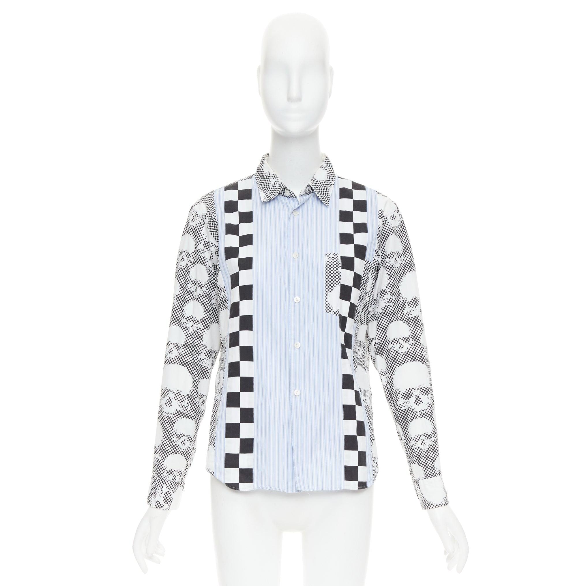 COMME DES GARCONS HOMME PLUS 2011 camisa patchwork calavera esqueleto azul XS en venta 5