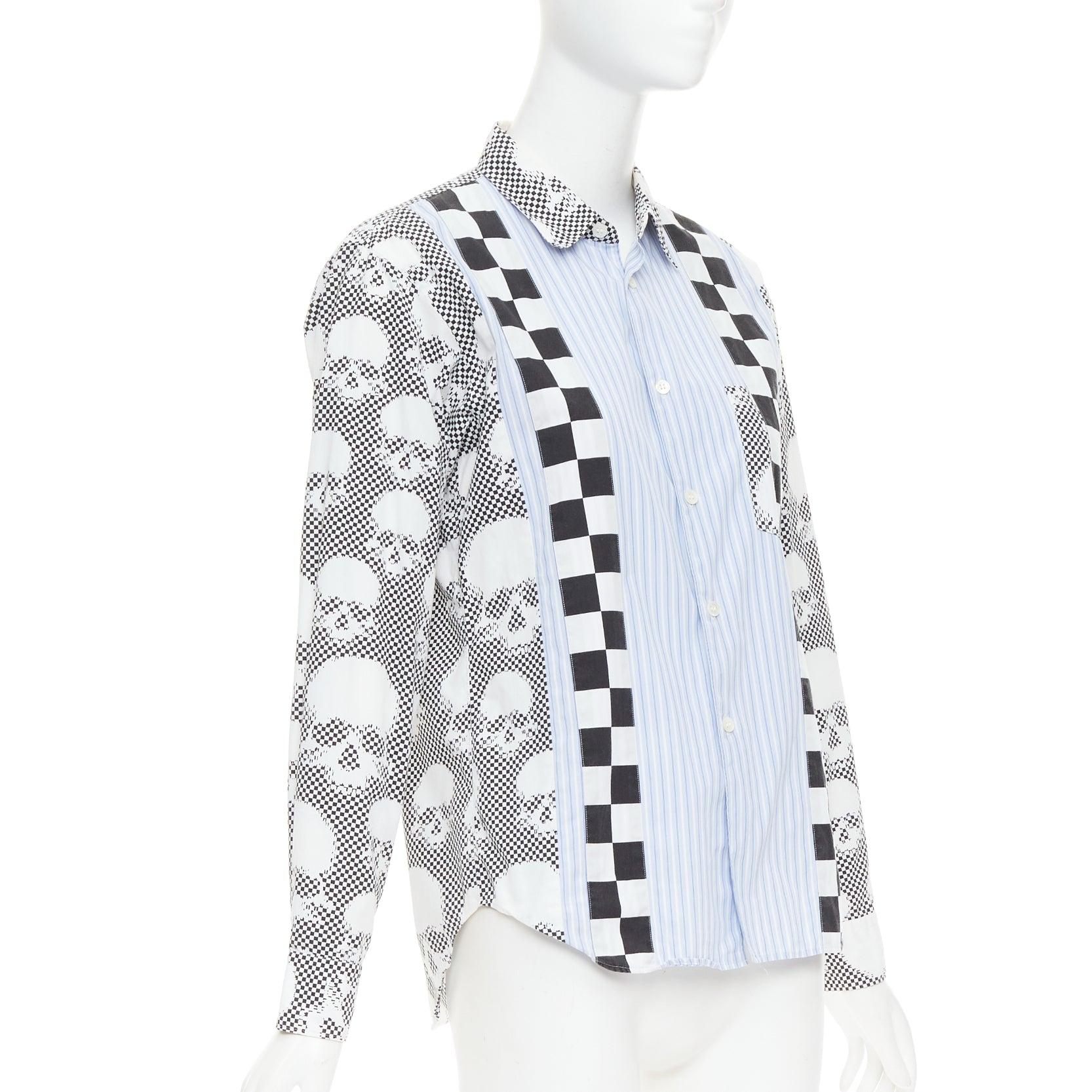 COMME DES GARCONS HOMME PLUS 2011 camisa patchwork calavera esqueleto azul XS Gris en venta