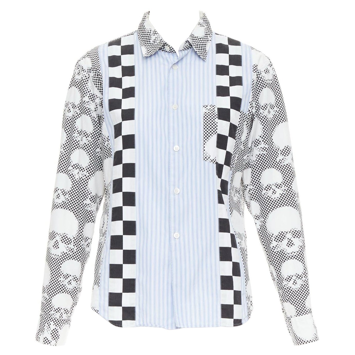 COMME DES GARCONS HOMME PLUS 2011 camisa patchwork calavera esqueleto azul XS en venta