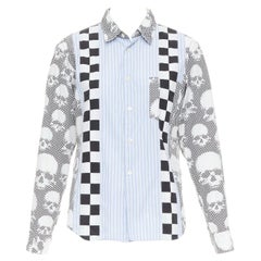 COMME DES GARCONS HOMME PLUS 2011 camisa patchwork calavera esqueleto azul XS