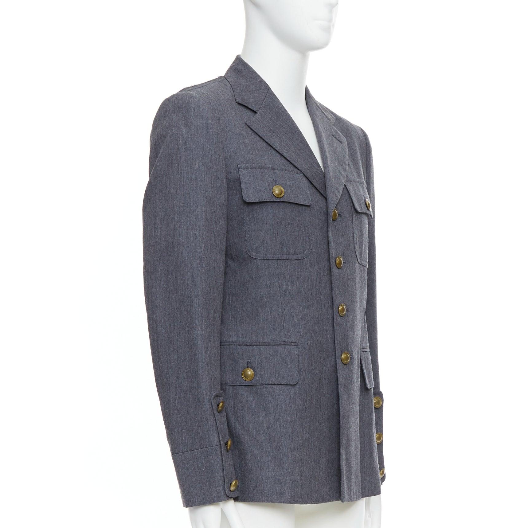 Gray COMME DES GARCONS Homme Plus 2014 grey pink contrast back military jacket M For Sale