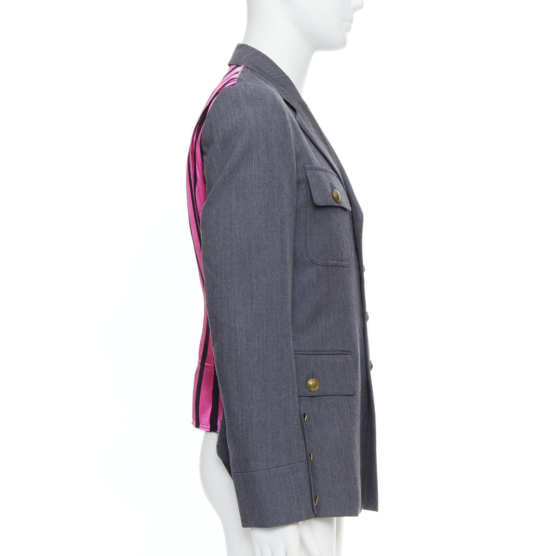 COMME DES GARCONS Homme Plus 2014 grey pink contrast back military jacket M In Good Condition For Sale In Hong Kong, NT