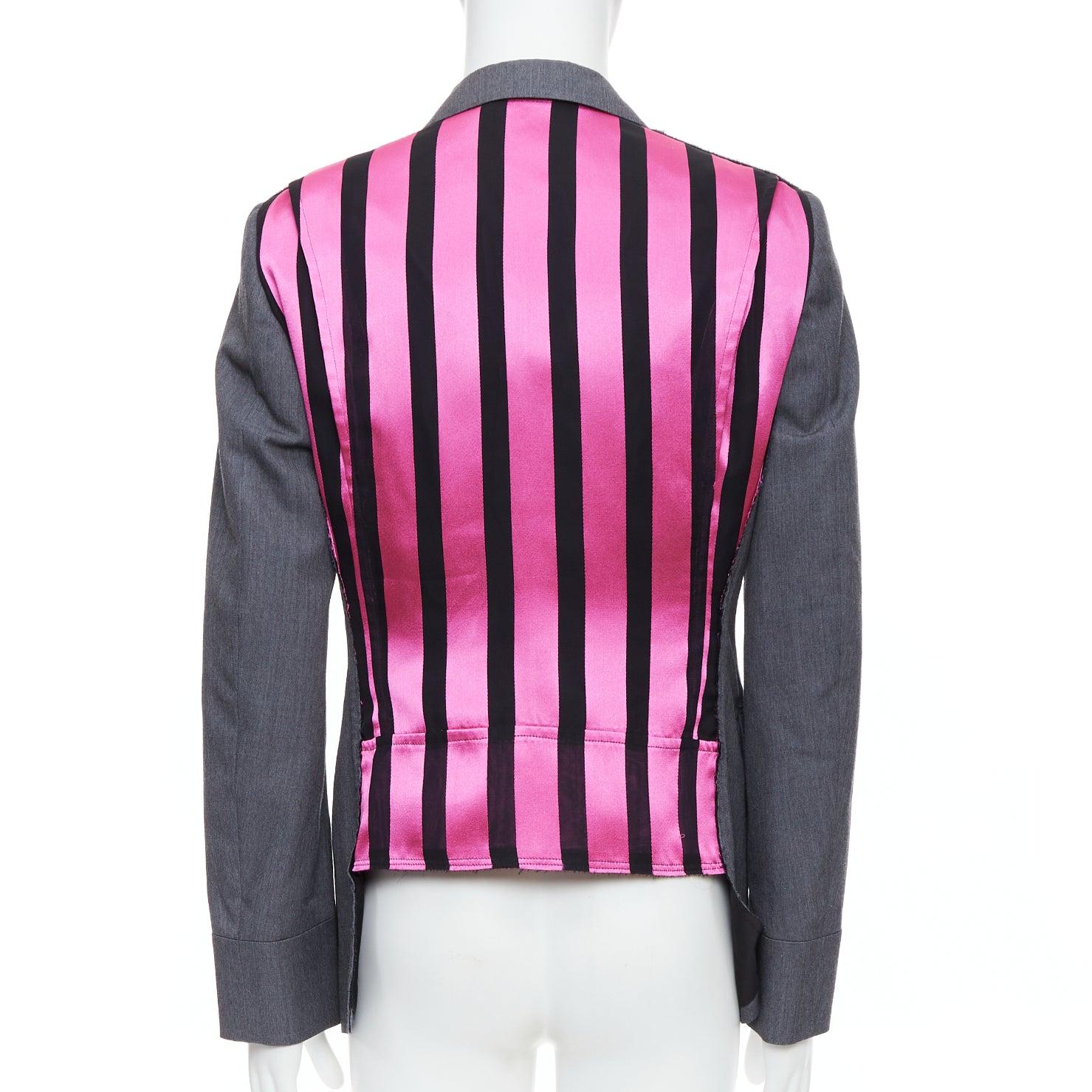 Men's COMME DES GARCONS Homme Plus 2014 grey pink contrast back military jacket M For Sale