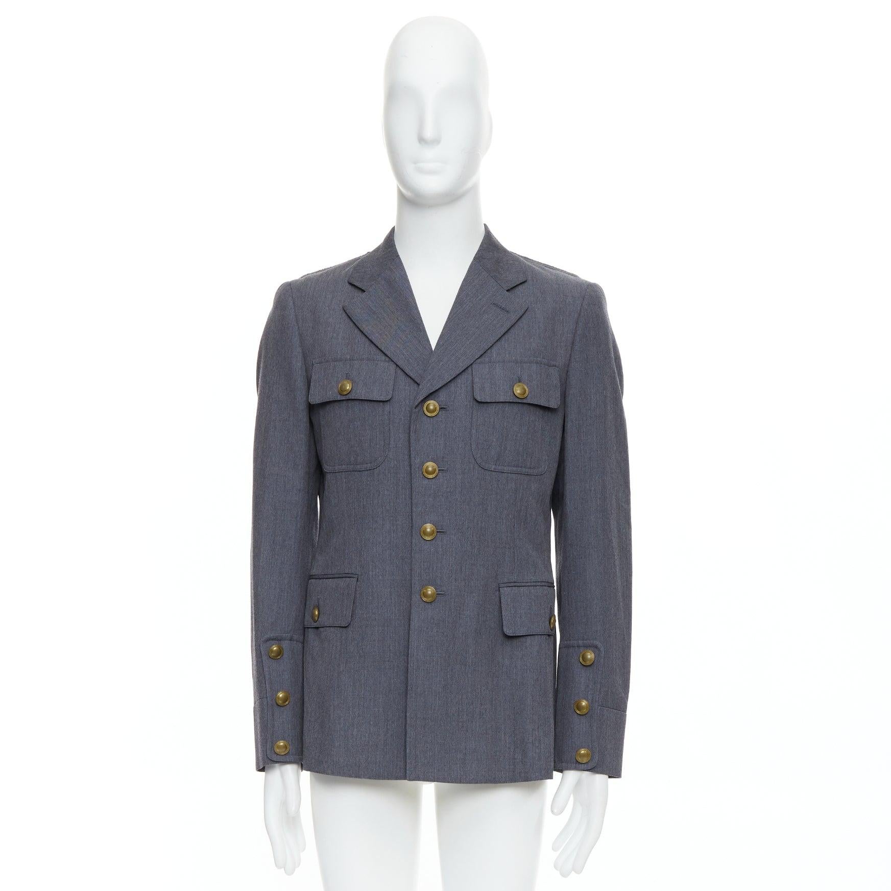 COMME DES GARCONS Homme Plus 2014 grey pink contrast back military jacket M For Sale 4