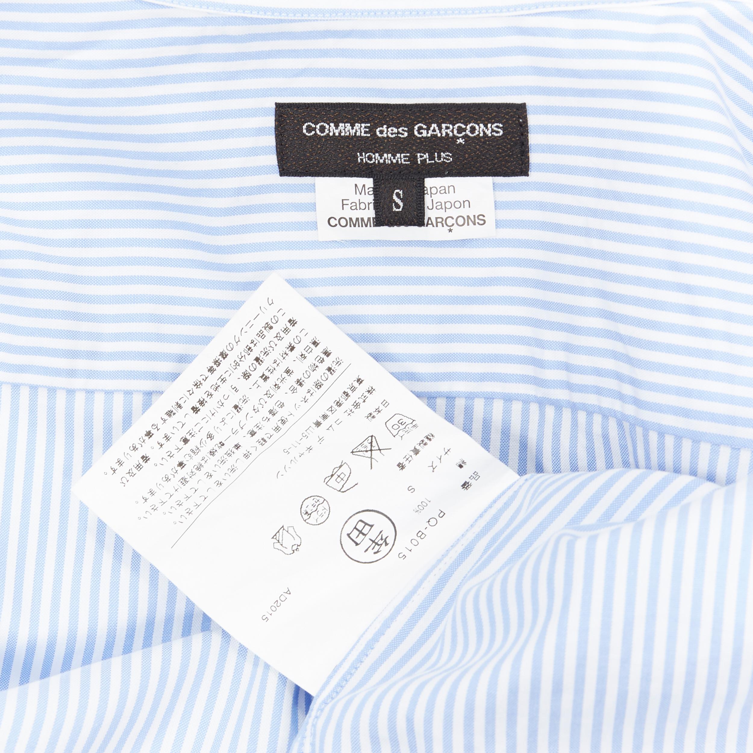 COMME DES GARCONS HOMME PLUS 2015 blue striped cotton slash cut out back shirt S 3