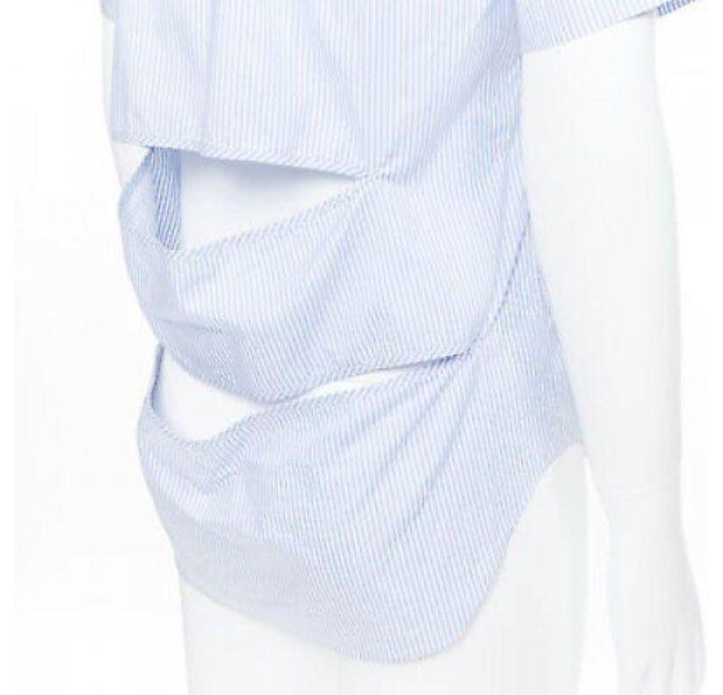 COMME DES GARCONS HOMME PLUS 2015 blue striped cotton slash cut out back shirt S In Excellent Condition In Hong Kong, NT