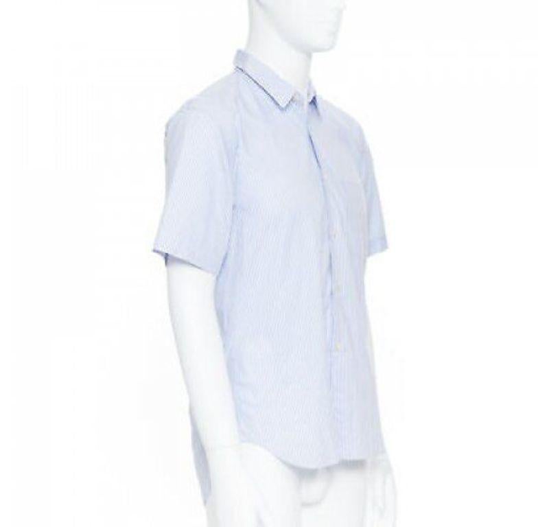 Men's COMME DES GARCONS HOMME PLUS 2015 blue striped cotton slash cut out back shirt S