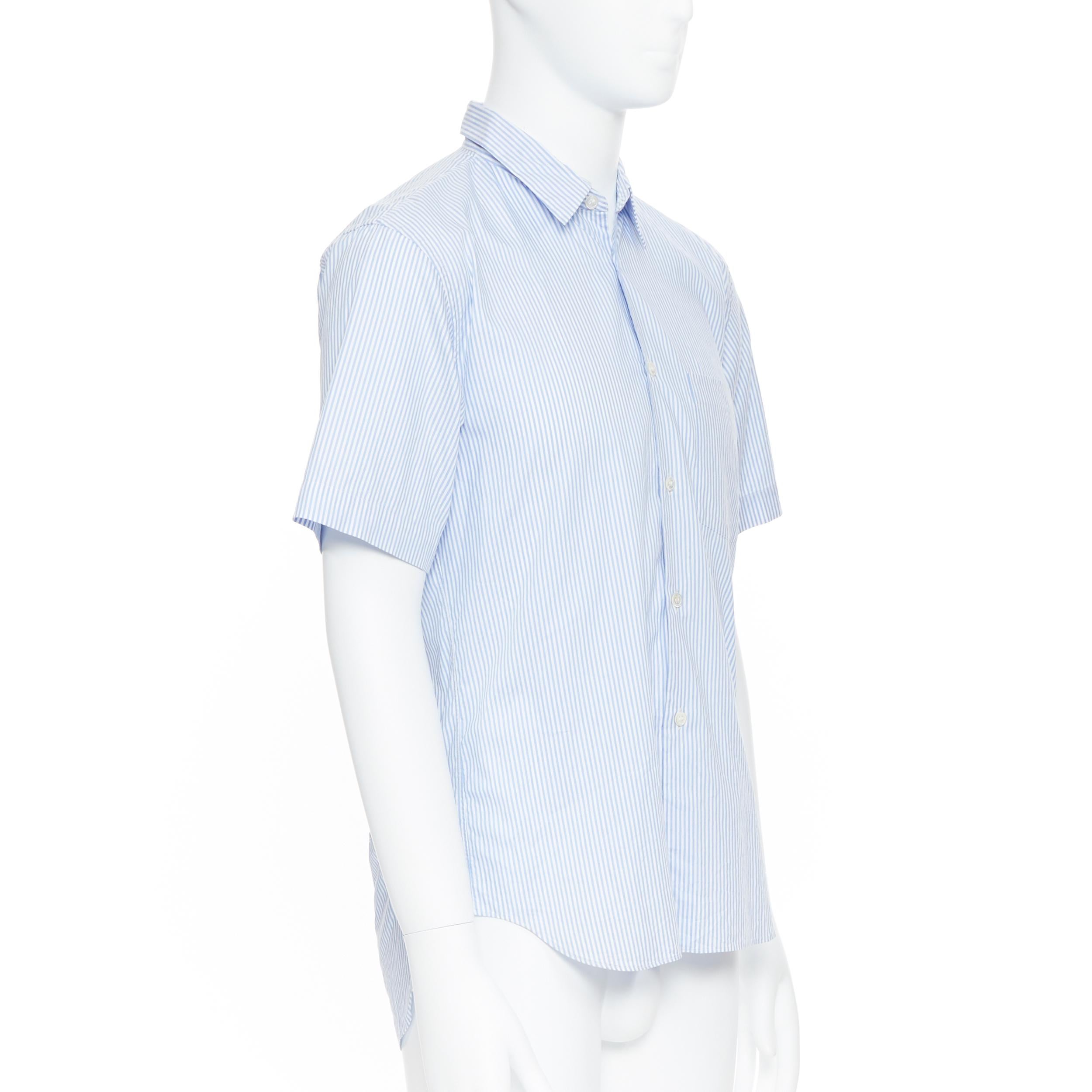Gray COMME DES GARCONS HOMME PLUS 2015 blue striped cotton slash cut out back shirt S