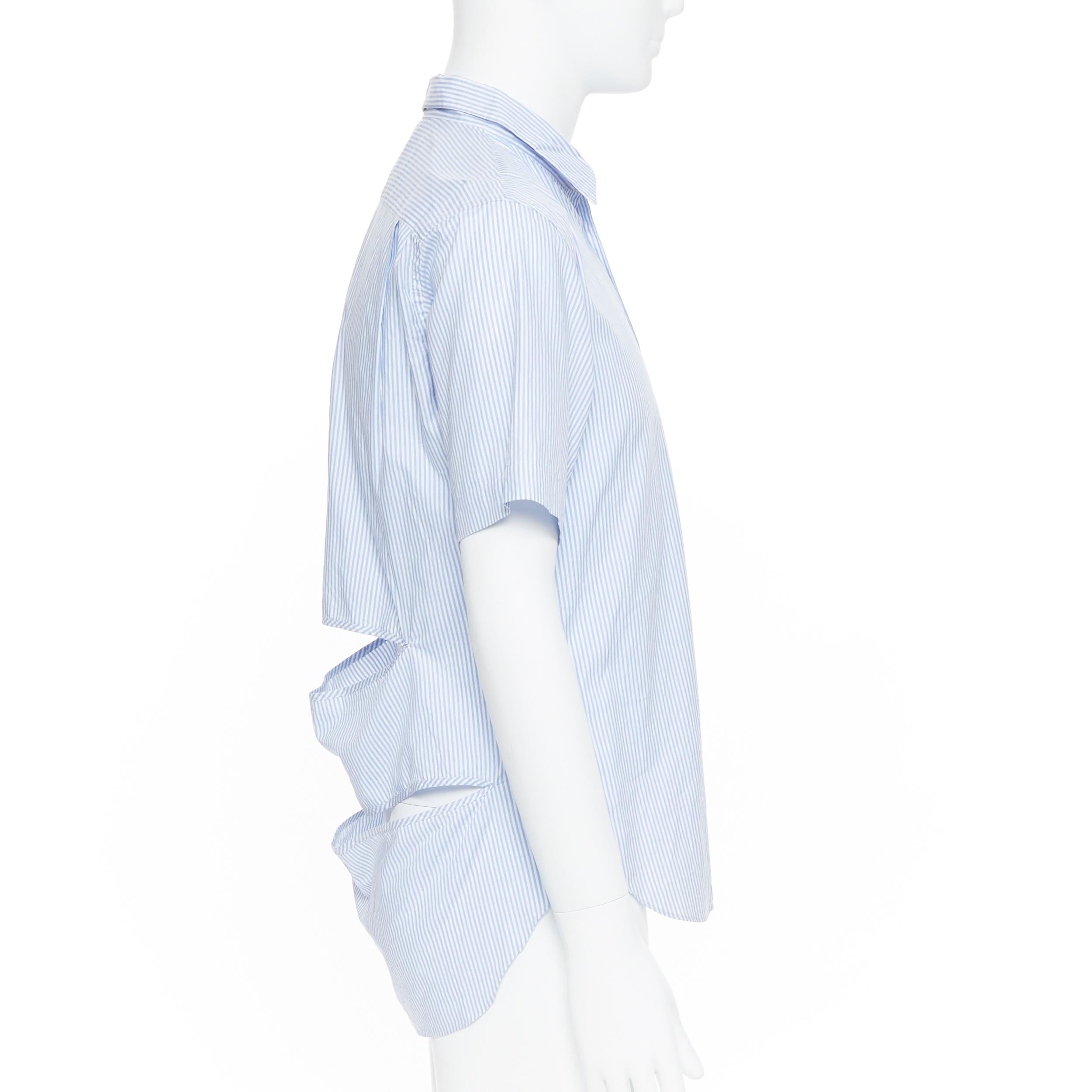 COMME DES GARCONS HOMME PLUS 2015 blue striped cotton slash cut out back shirt S In Excellent Condition In Hong Kong, NT