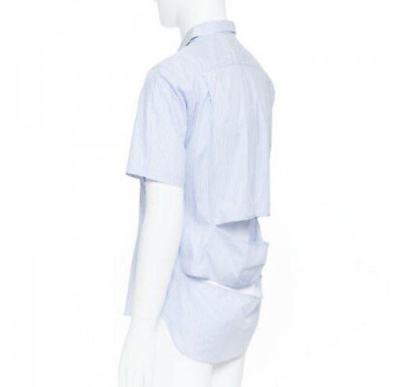 COMME DES GARCONS HOMME PLUS 2015 blue striped cotton slash cut out back shirt S 2