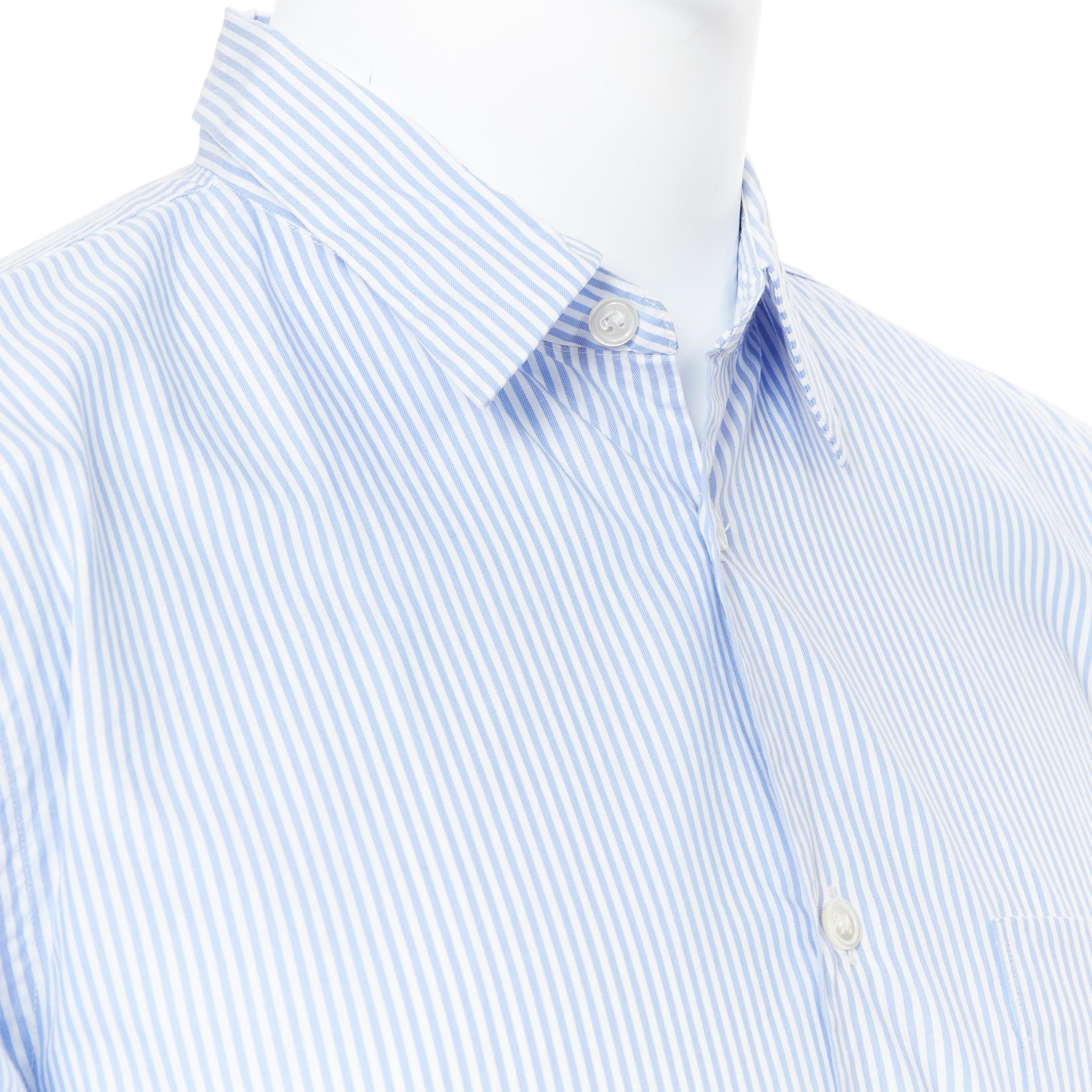 COMME DES GARCONS HOMME PLUS 2015 blue striped cotton slash cut out back shirt S 1