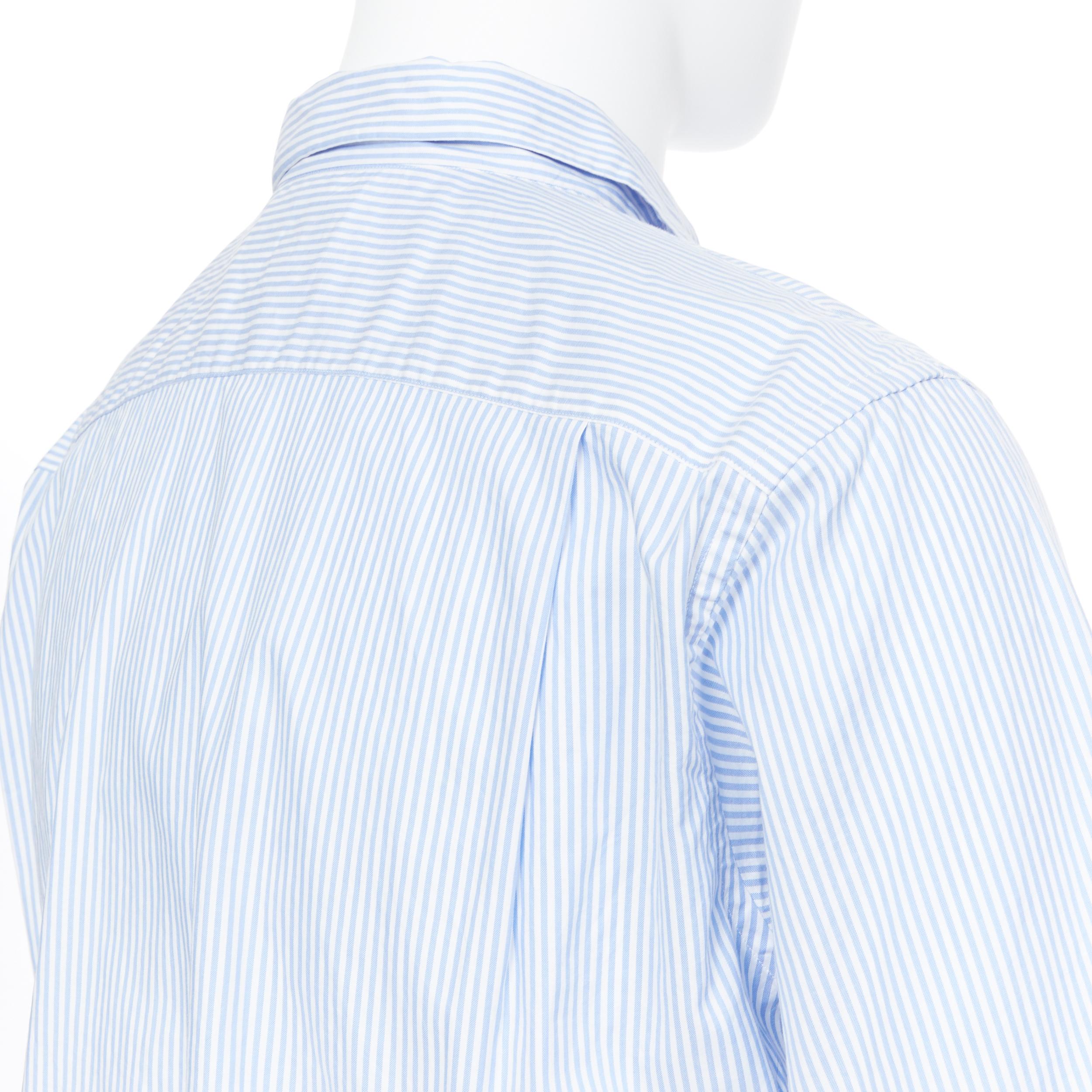 COMME DES GARCONS HOMME PLUS 2015 blue striped cotton slash cut out back shirt S 2