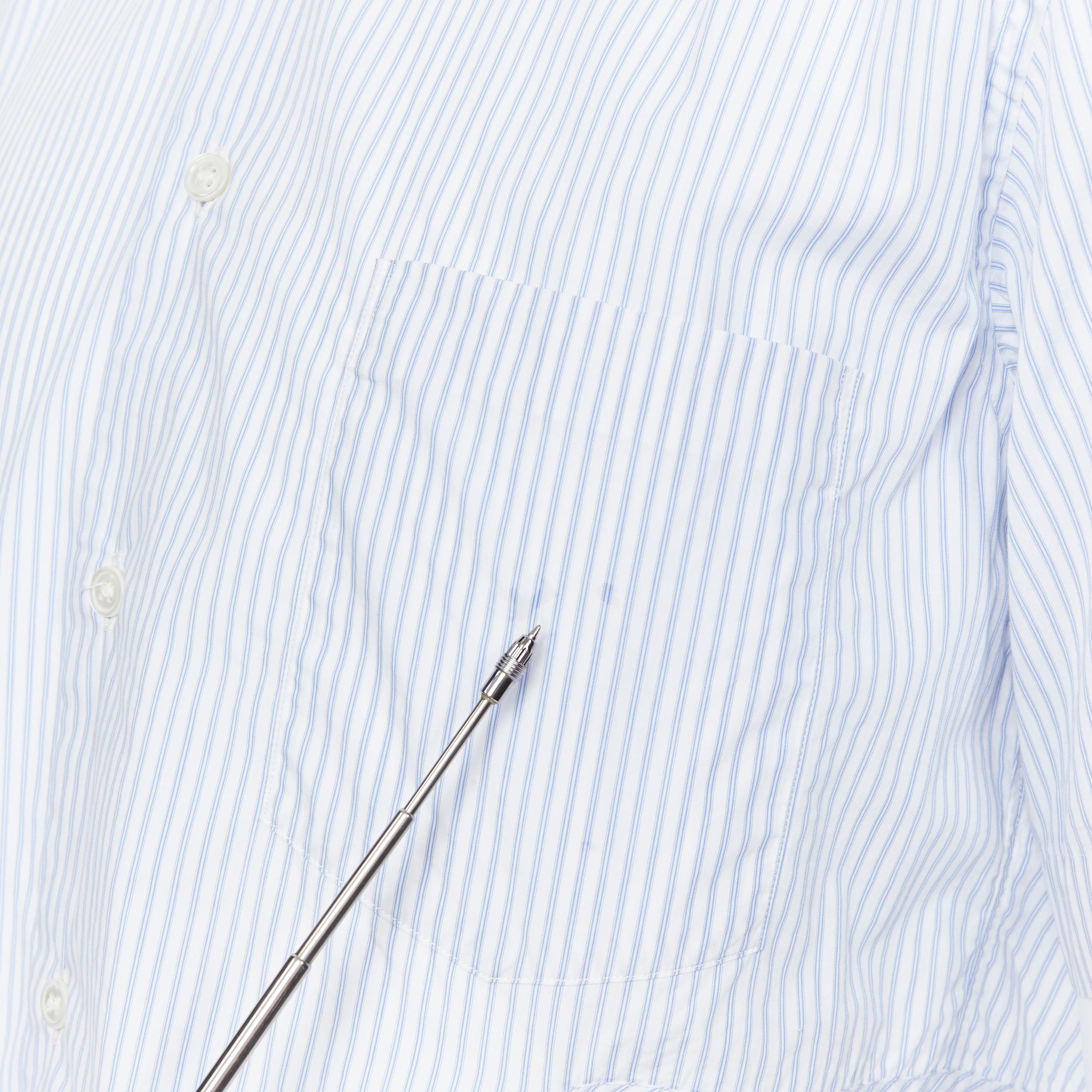 COMME DES GARCONS HOMME PLUS 2015 blue striped cotton slash cut out hole shirt S 2