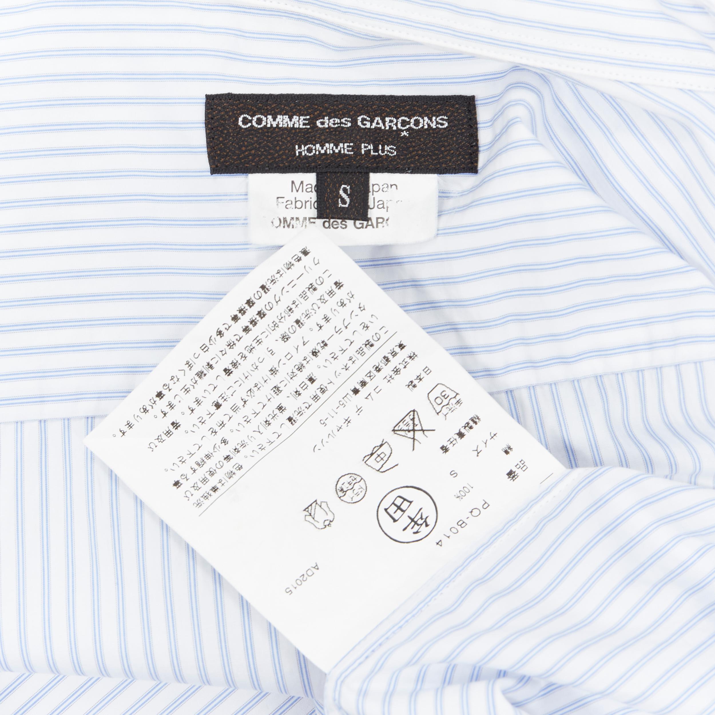 COMME DES GARCONS HOMME PLUS 2015 blue striped cotton slash cut out hole shirt S 3