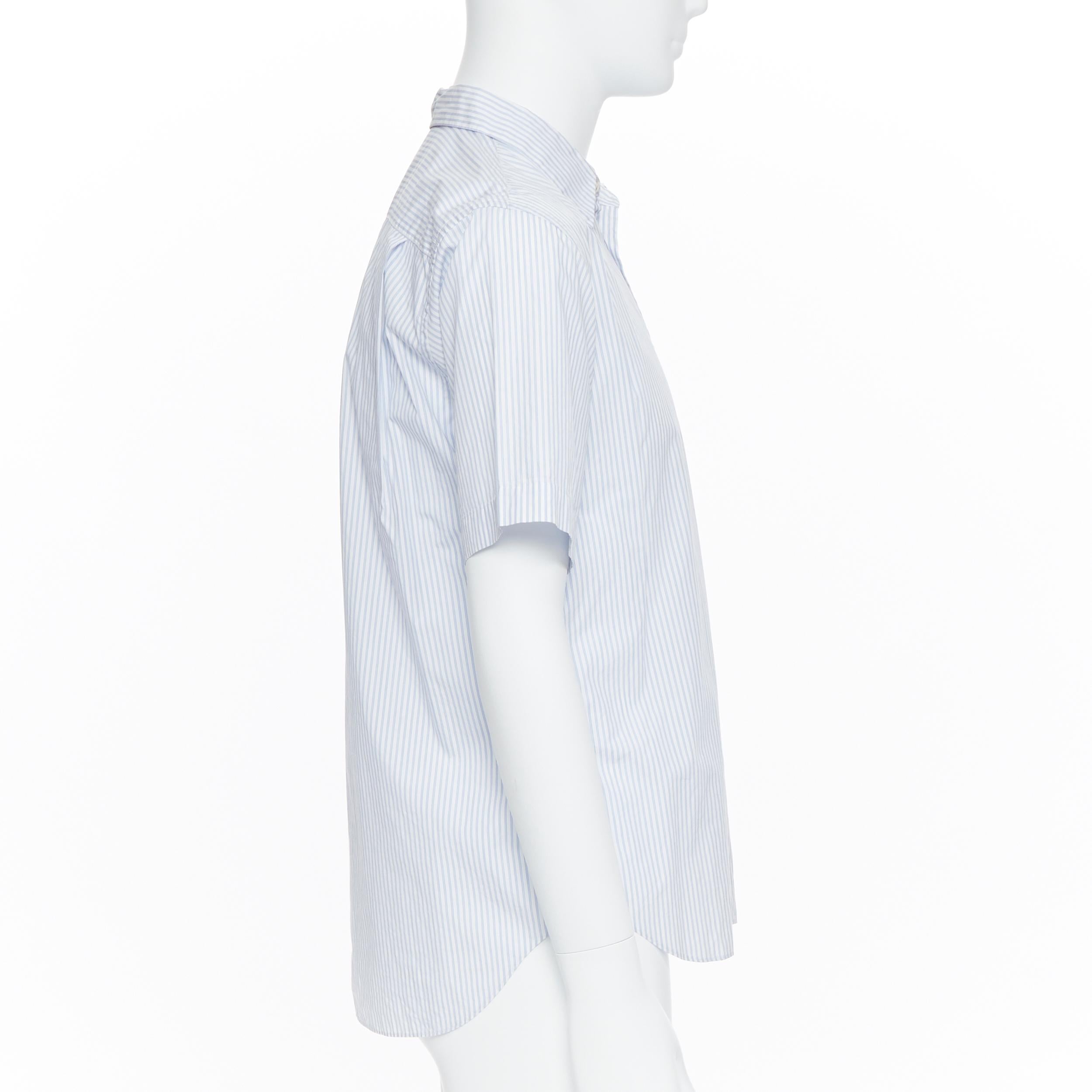 Gray COMME DES GARCONS HOMME PLUS 2015 blue striped cotton slash cut out hole shirt S