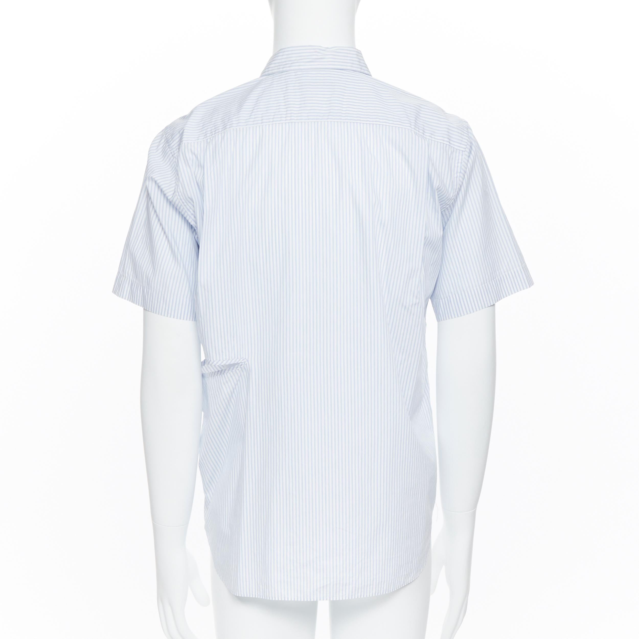 COMME DES GARCONS HOMME PLUS 2015 blue striped cotton slash cut out hole shirt S In Excellent Condition In Hong Kong, NT