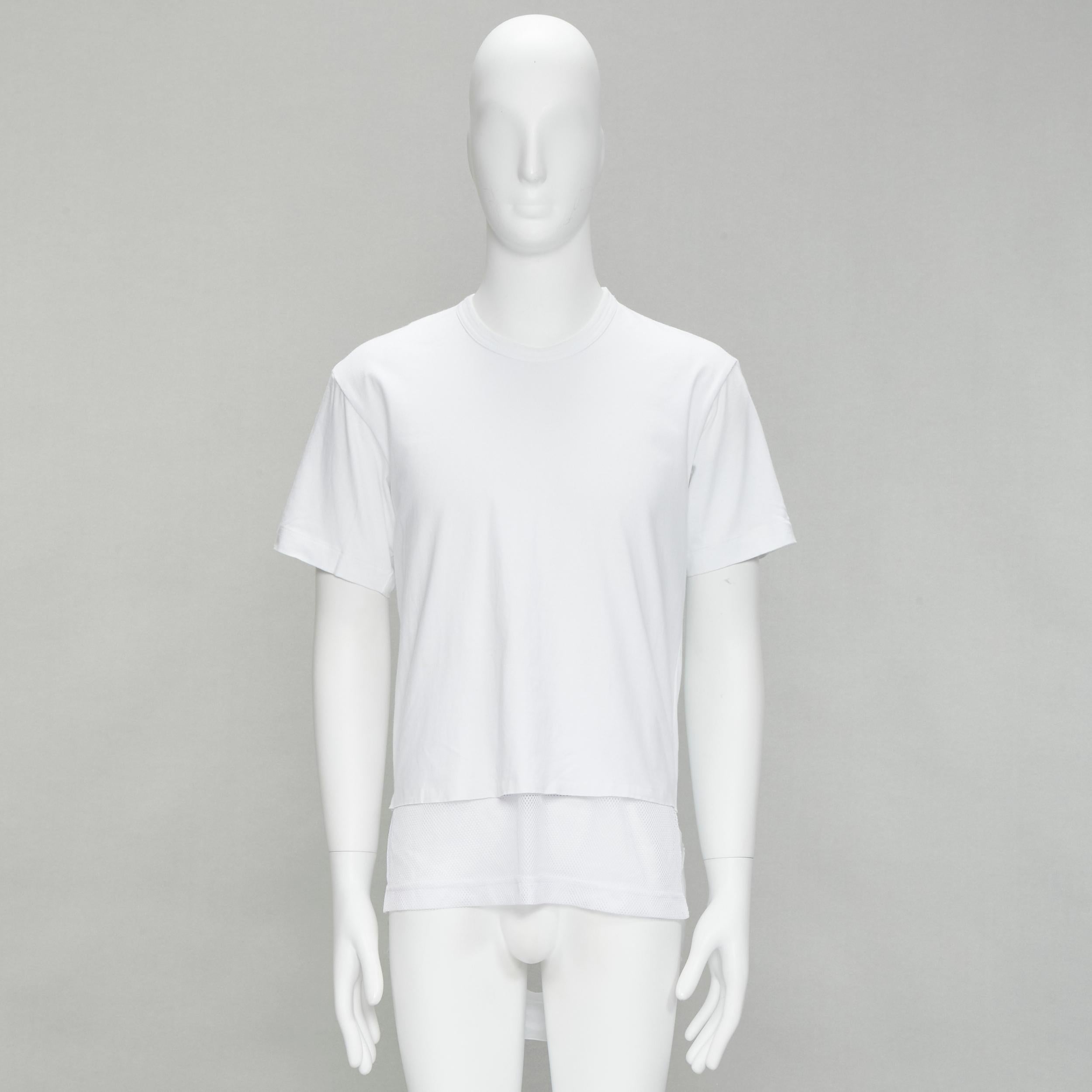 COMME DES GARCONS HOMME PLUS 2015 white deconstructed fishnet hem tshirt M For Sale 6