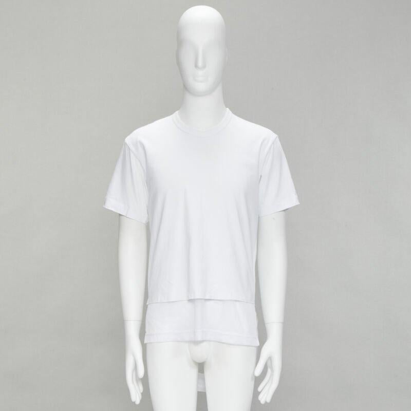 COMME DES GARCONS HOMME PLUS 2015 white deconstructed fishnet hem tshirt M For Sale 6