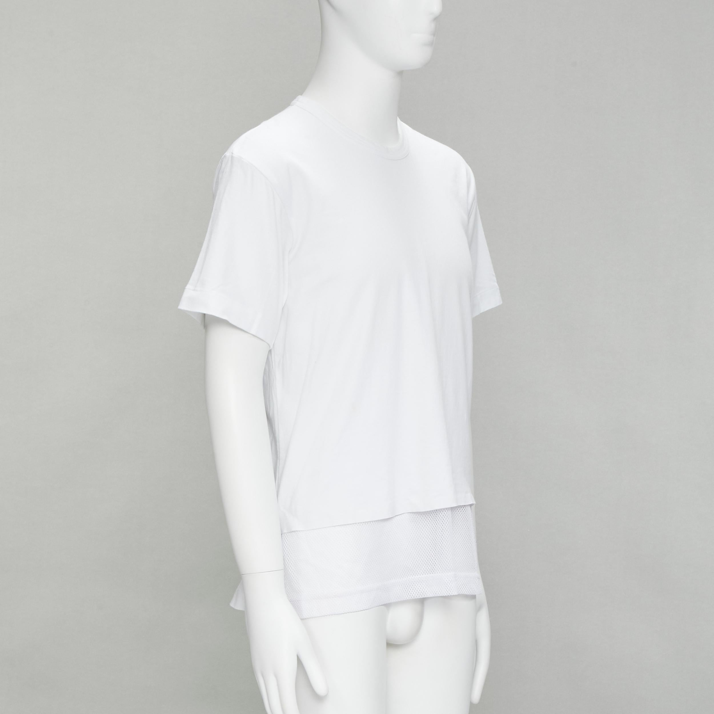COMME DES GARCONS HOMME PLUS 2015 white deconstructed fishnet hem tshirt M In Excellent Condition For Sale In Hong Kong, NT