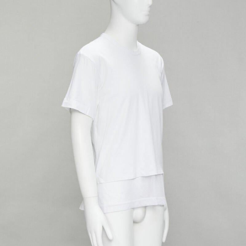 COMME DES GARCONS HOMME PLUS 2015 white deconstructed fishnet hem tshirt M In Excellent Condition For Sale In Hong Kong, NT