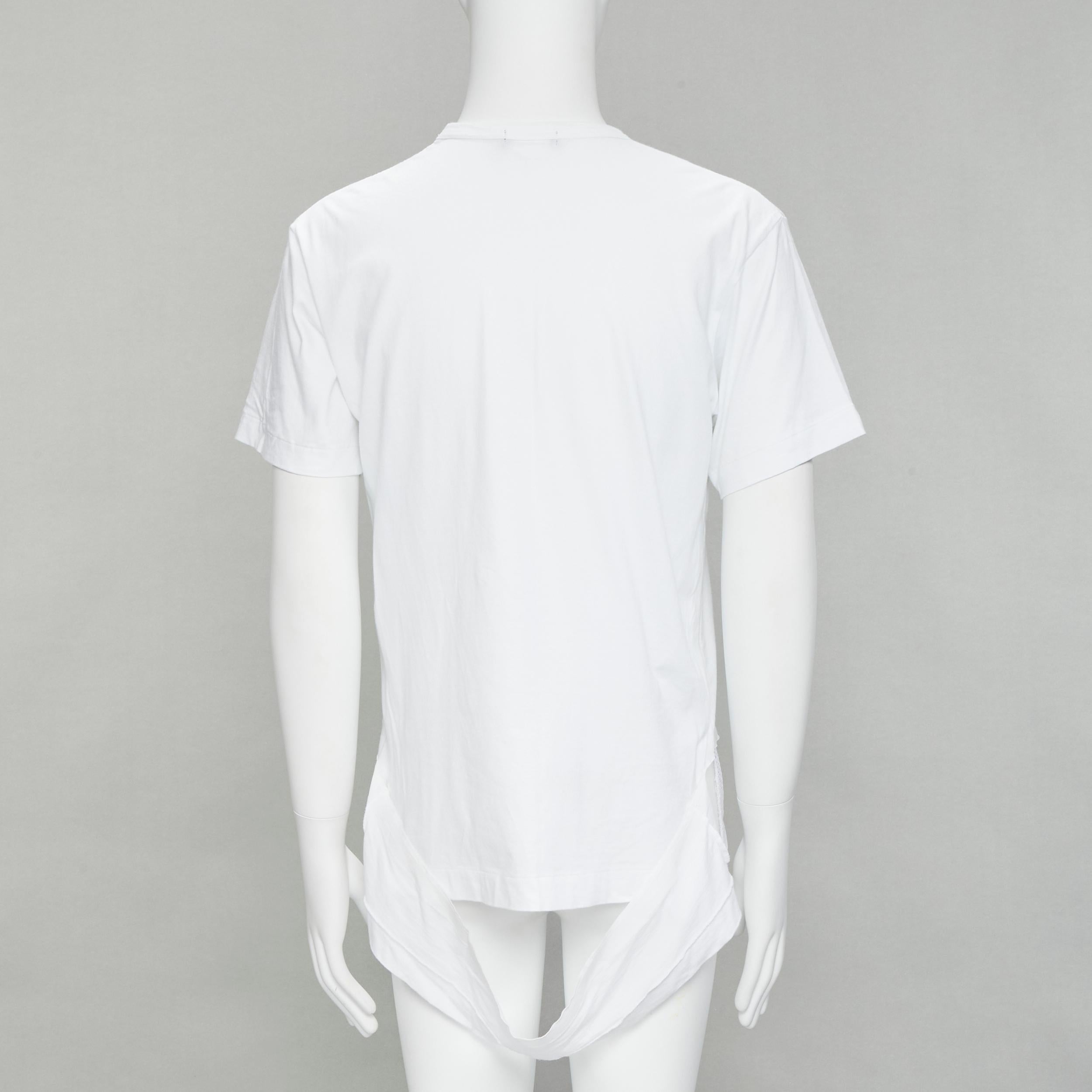 Men's COMME DES GARCONS HOMME PLUS 2015 white deconstructed fishnet hem tshirt M For Sale