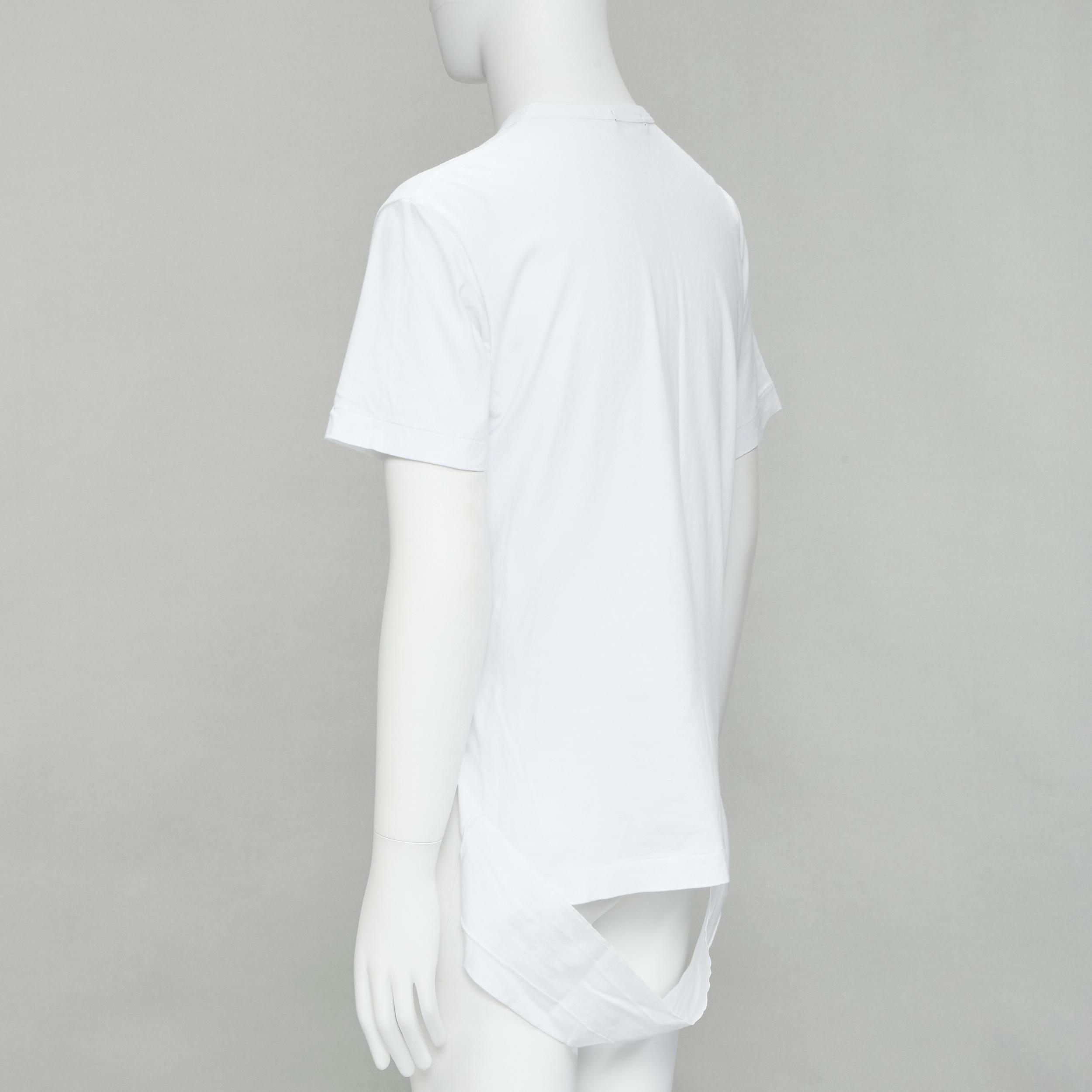 COMME DES GARCONS HOMME PLUS 2015 white deconstructed fishnet hem tshirt M For Sale 1